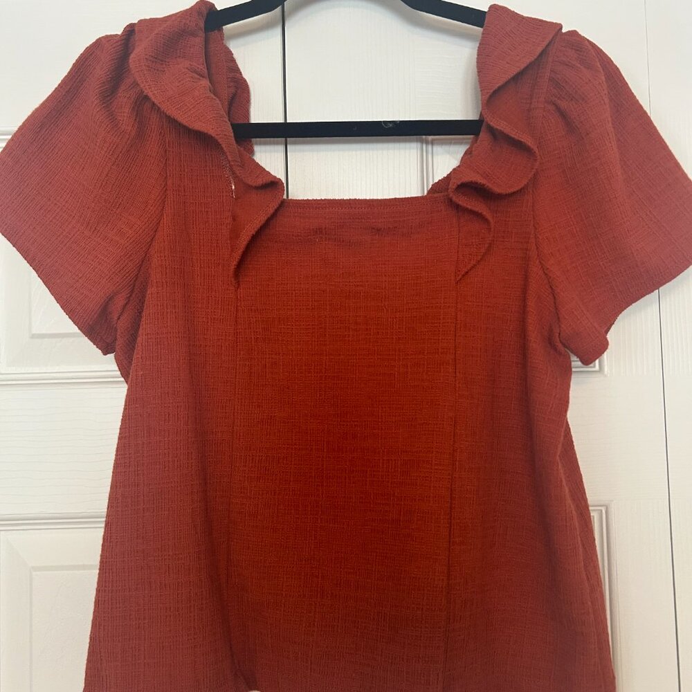 NWT Madewell Rust Ruffled Top - Picture 7 of 7